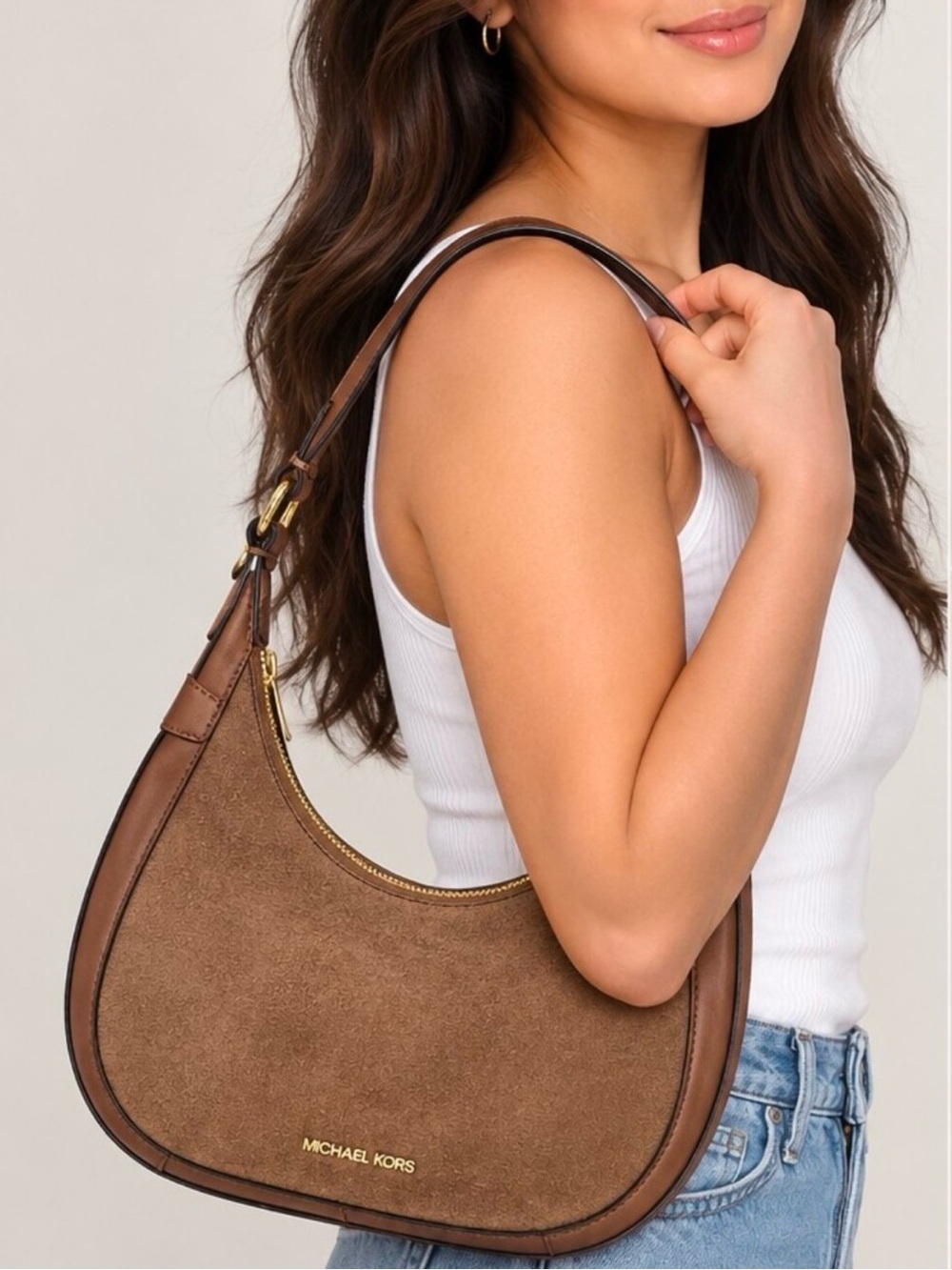Michael Kors Preston Small Crescent Top Zip Shoulder Bag